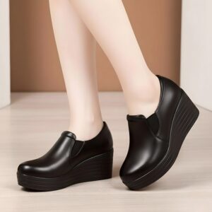 Black Wedge Loafers